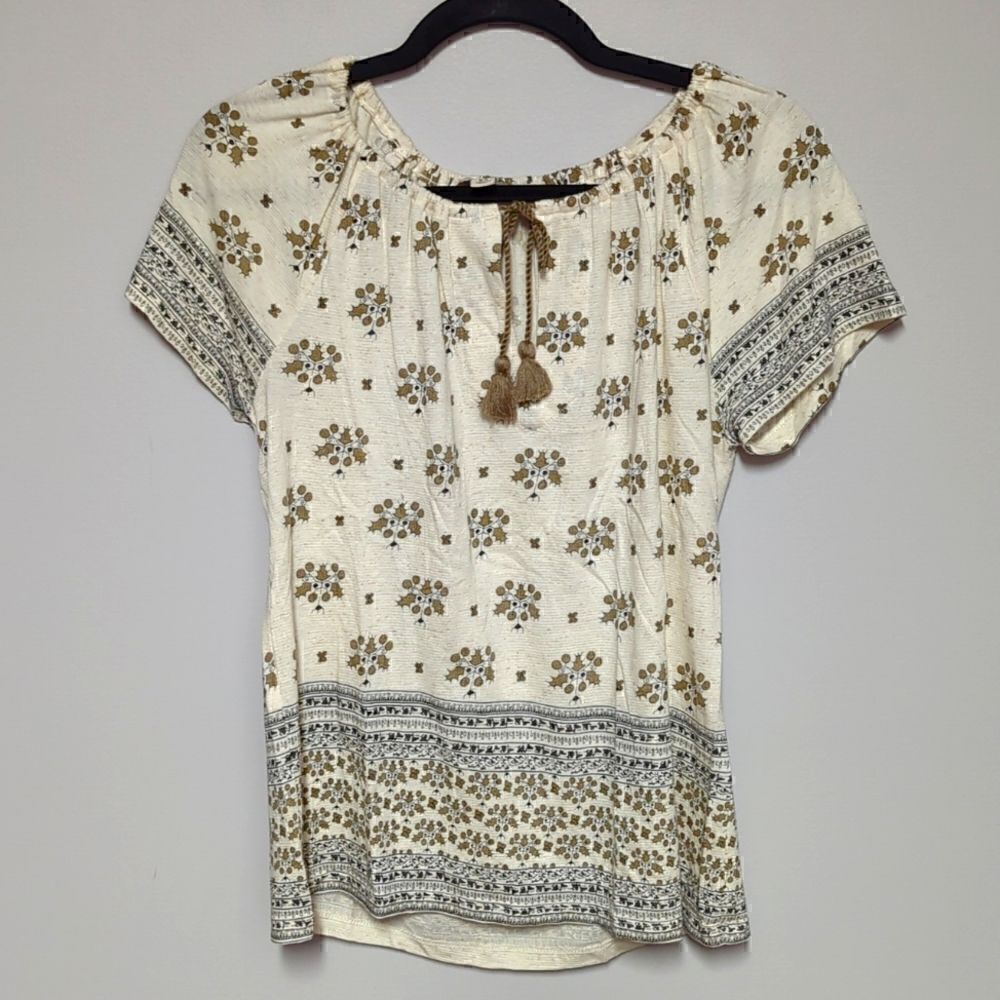 Lucky Brand Tan Short Sleeve Blouse